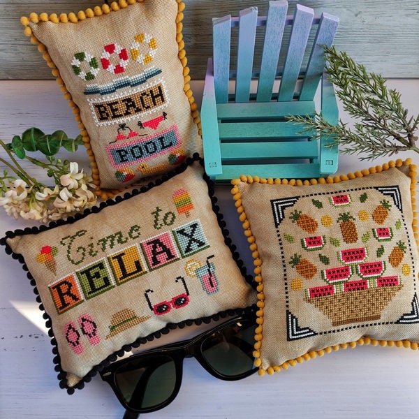 PUNTINI PUNTINI "Summer Trio 2024" Counted Cross Stitch, 2024 Nashville Needlework Market Release, Pattern Only