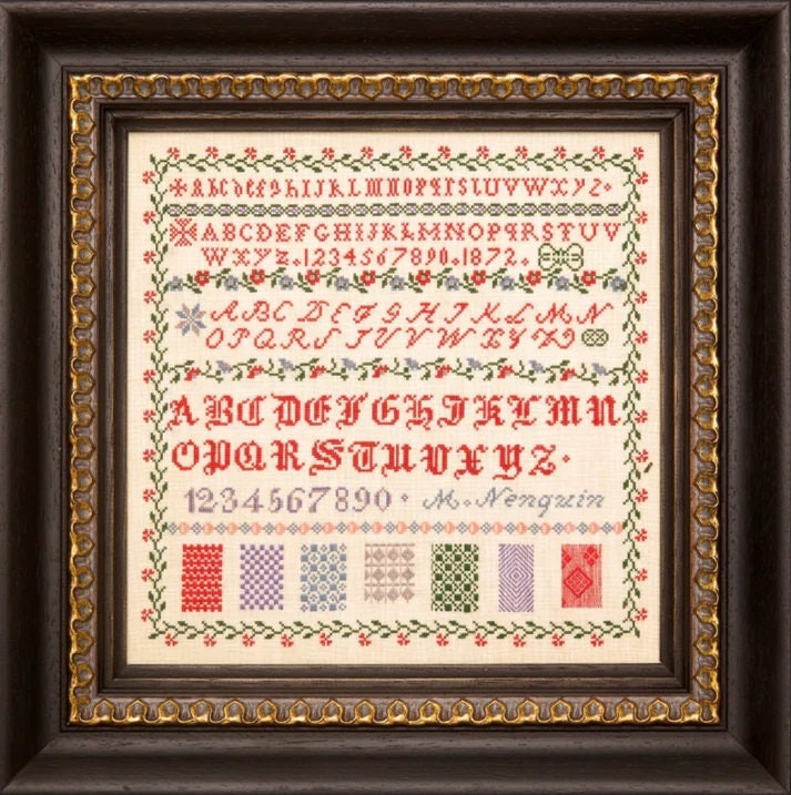 Hands Across The Sea Samplers  M Nenquin 1872 Sampler ~  Reproduction Sampler  Counted Cross Stitch Pattern, Booklet