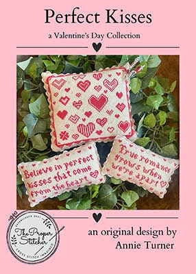 THE PROPER STITCHER "Perfect Kisses" Counted Cross Stitch Pattern, A Valentine's Day Collection, Needlework Marketplace 2023, Pattern Only
