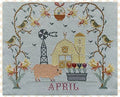TWIN PEAK PRIMITIVES "Barn Calendar - April" Counted Cross Stitch Pattern, Spring Themed, Pig, Barn, Pattern Only