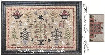 The SCARLETT HOUSE "Tending The Flock"  Counted Cross Stitch Pattern  Sampler, Pattern Only