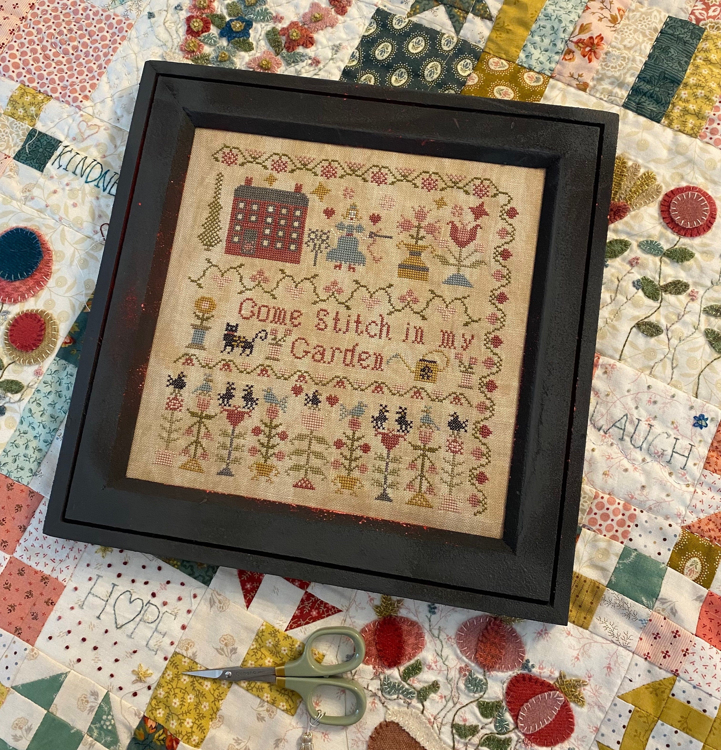 Pansy Patch Quilts and Stitchery "Come Stitch In My Garden" Counted Cross Stitch Pattern, 2024 Nashville Market Release, Pattern Only