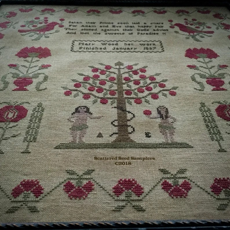 SCATTERED SEED SAMPLERS "Mary Wood 1837" Counted Cross Stitch Pattern, Chart, Antique Reproduction Sampler, Pattern Only