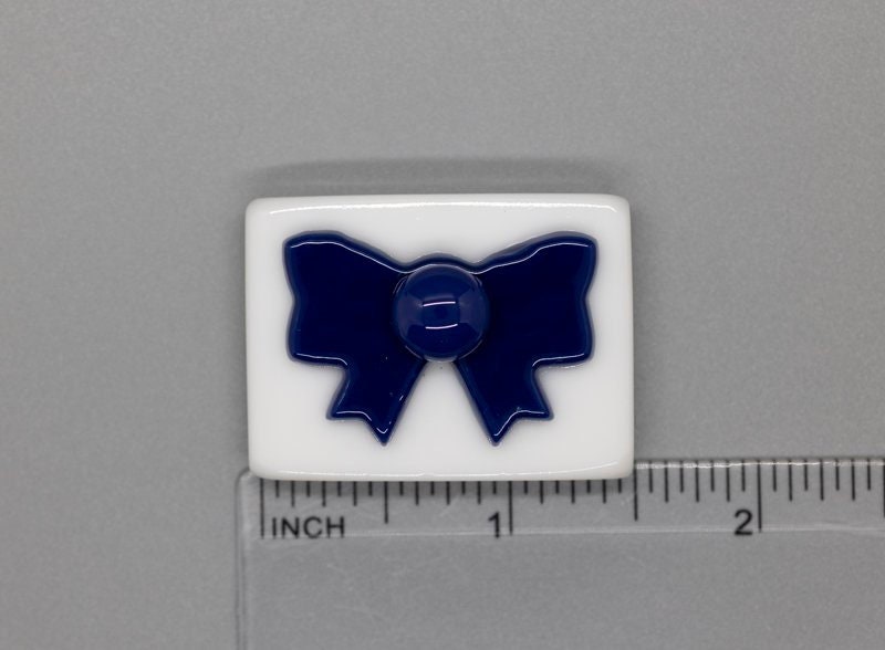 BEAU VERRE ART "Navy Bow Fused Glass Needle Minder"  Magnet  Needleminder  One-of-a-Kind, Handcrafted, 5297