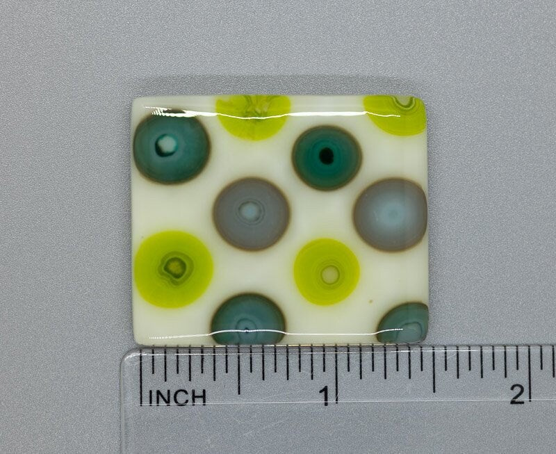BEAU VERRE ART "Fused Glass Needle Minder"  Magnet  Peacock & Robin's Egg Blue on Vanilla Base, Needleminder  One-of-a-Kind, 1111