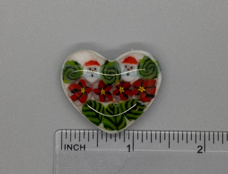 BEAU VERRE ART "Christmas Heart Needle Minder"  Fused Glass  Magnet  Christmas Needleminder  Holiday Spirit, One-of-a-Kind, Handcrafted