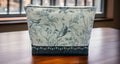 Project Bag  Completed  Small Project Bag ~ Accessory Bag with Embroidered Flowers ~ Cosmetic Bag  9"x 6.25"x 2.5"  French General Fabric