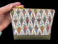 Project Bag  Completed  Small Project Bag ~ Accessory Bag with Embroidered Flowers ~ Cosmetic Bag  9"x 6"x 3"  Maison Sajou Fabric