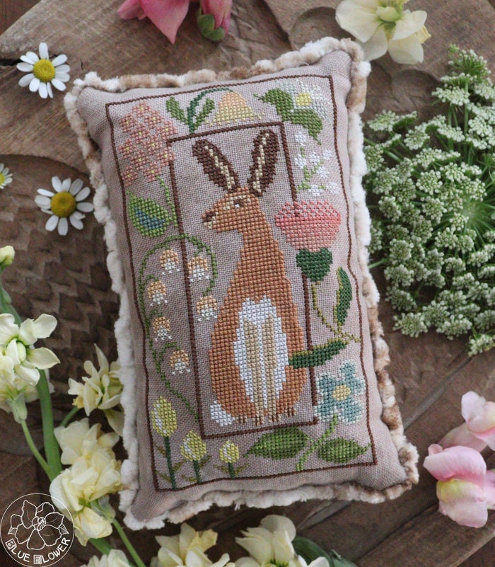THE BLUE FLOWER "Tudor Hare"  Counted Cross Stitch Pattern  Jeannine McGowan, 2024 Nashville Needlework Market, Pattern Only