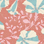 TILDA GARDENLIFE Collection 2021 by Tone Finnanger - Striped Petunia In Coral (OOP) - 100% Cotton. 38" x 44"