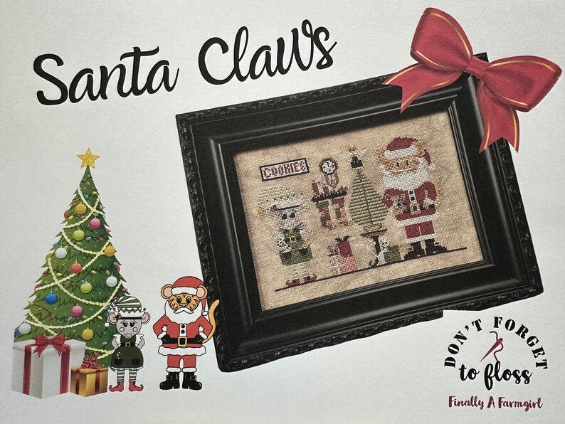 Finally A Farmgirl  "Santa Claus"  Counted Cross Stitch Pattern  Winter, Christmas, Mouse, Pattern Only