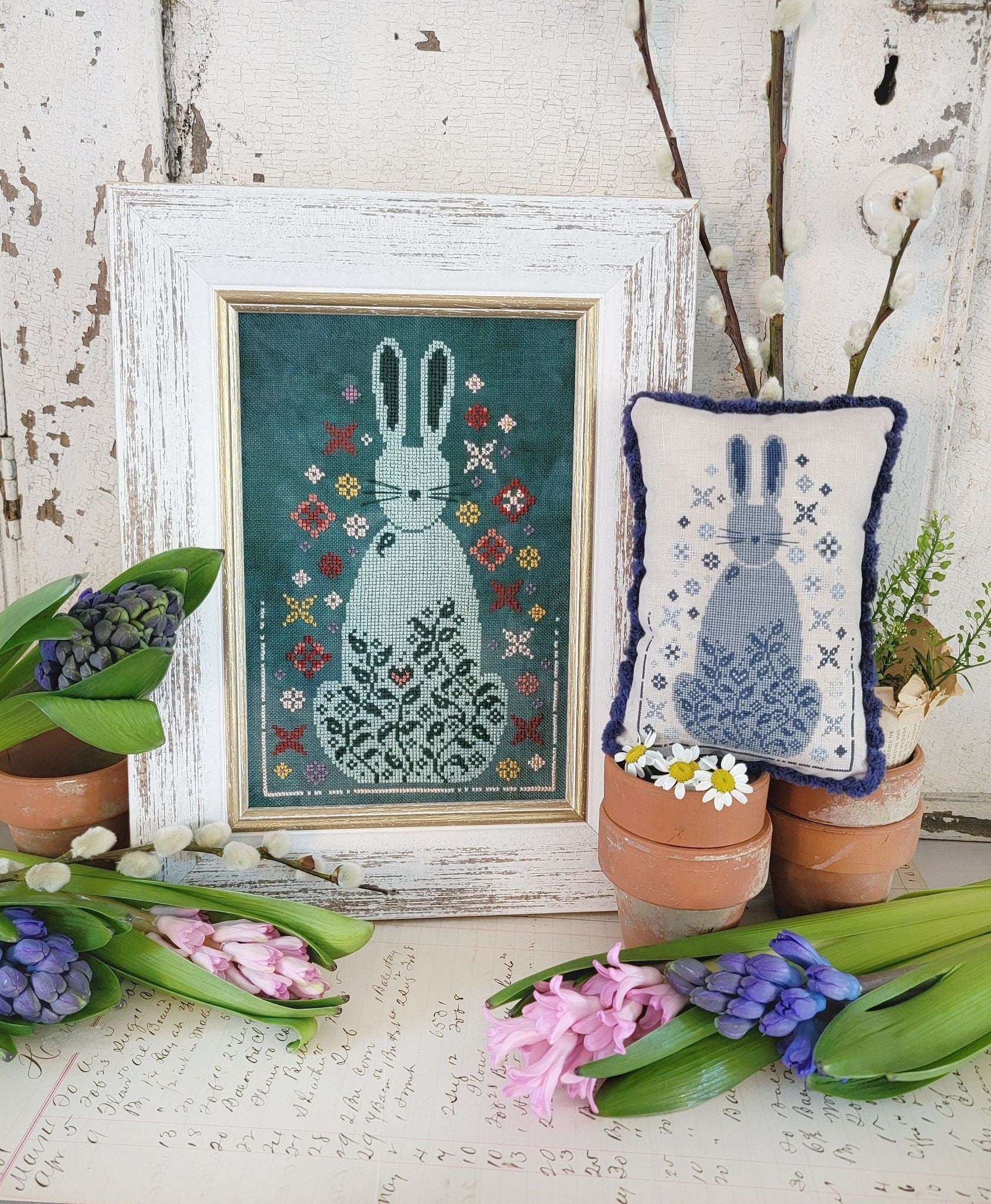 HELLO from Liz Matthews "COTTONTAIL" Counted Cross Stitch Pattern, Chart, Nashville Needlework Market 2024 Release, Pattern Only