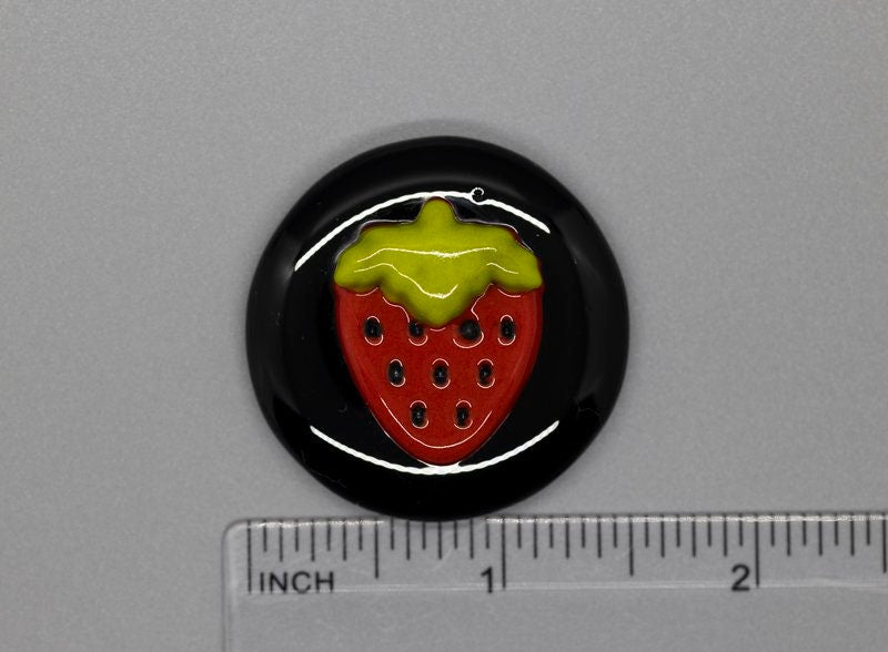 BEAU VERRE ART "Strawberry Fused Glass Needle Minder"  Magnet  Beautiful Colors, Needleminder  One-of-a-Kind, Handcrafted