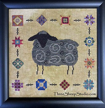 THREE SHEEP STUDIO "Wrapped in a Quilt - Black Sheep" Design by Rose Clay, Counted Cross Stitch Pattern, Chart, Pattern Only