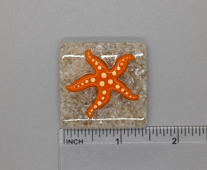 BEAU VERRE ART "Star Fish Needle Minder"  Fused Glass Magnet  Summer, Beach, Needleminder  One-of-a-Kind, Handcrafted 5313L