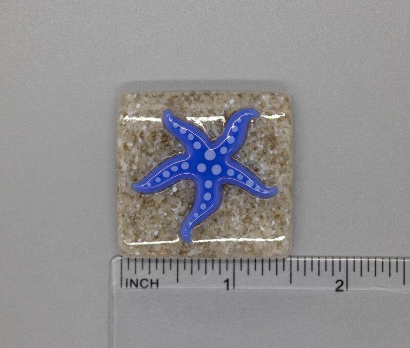 BEAU VERRE ART "Star Fish Needle Minder"  Fused Glass Magnet  Summer, Beach, Needleminder  One-of-a-Kind, Handcrafted 5313L