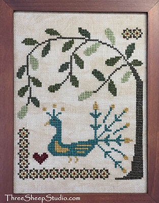 THREE SHEEP STUDIO "Peacock" by Rose Clay, Counted Cross Stitch Pattern, Chart, Pattern Only