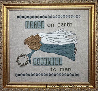 THREE SHEEP STUDIO "Peace and Goodwill" Design by Rose Clay, Counted Cross Stitch Pattern, Chart, Pattern Only