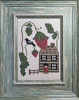 THREE SHEEP STUDIO "Strawberry Cottage" Design by Rose Clay, Counted Cross Stitch Pattern, Chart, Pattern Only
