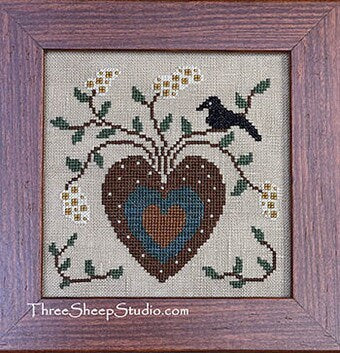 THREE SHEEP STUDIO "Heartfelt" Design by Rose Clay, Counted Cross Stitch Pattern, Chart, Flowers, Heart, Pattern Only