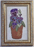 THREE SHEEP STUDIO "Pansy" Design by Rose Clay, Counted Cross Stitch Pattern, Chart, Pot of Pansies, Pattern Only