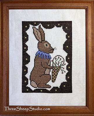 THREE SHEEP STUDIO "Welcome Spring" Design by Rose Clay, Counted Cross Stitch Pattern, Chart, Bunny, Rabbit, Pattern Only