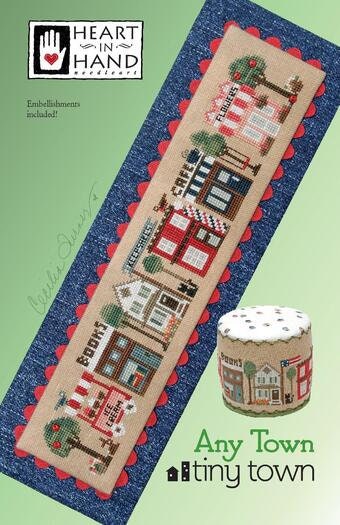 HEART IN HAND "Any Town Tiny Town" Counted Cross Stitch Pattern, Americana, Includes Embellishments, Nashville Market 2024, Pattern Only