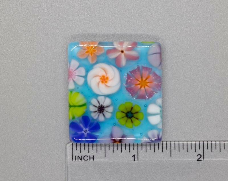 BEAU VERRE ART "Floral Fused Glass Needle Minder"  Fused Glass  Magnetic  Beautiful Colors, Needleminder, One-of-a-Kind, Handcrafted 5343