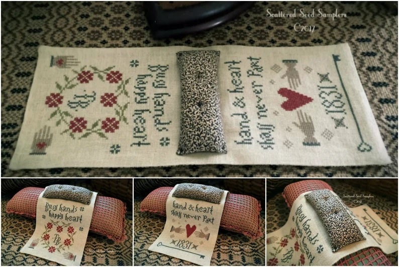 SCATTERED SEED SAMPLERS "Heart's Content Armchair Pinpoke" Counted Cross Stitch Pattern, Chart, Pattern Only