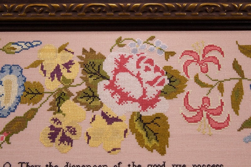 HANDS ACROSS The SEA "Charlotte Amelia Stephens 1834" Counted Cross Stitch Pattern, English Reproduction Sampler, Chart, Printed Booklet