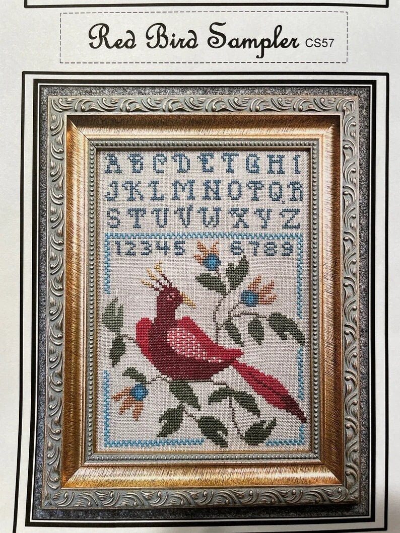 THREE SHEEP STUDIO "Red Bird Sampler" Design by Rose Clay, Counted Cross Stitch Pattern, Chart, Pattern Only