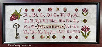 THREE SHEEP STUDIO "Strawberry Sampler" by Rose Clay, Counted Cross Stitch Pattern, Chart, Pattern Only