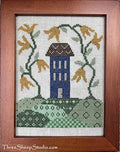 THREE SHEEP STUDIO "Where The Honeysuckle Grows" Design by Rose Clay, Counted Cross Stitch Pattern, Chart, Flowers, House, Pattern Only
