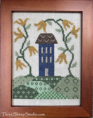 THREE SHEEP STUDIO "Where The Honeysuckle Grows" Design by Rose Clay, Counted Cross Stitch Pattern, Chart, Flowers, House, Pattern Only