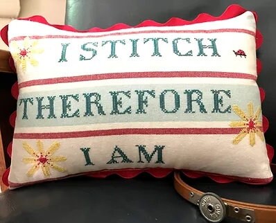 Running with Needles & Scissors "I Stitch Therefore I Am"  Counted Cross Stitch Pattern  Chart, Pattern Only