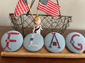 Running with Needles & Scissors "FLAG BUTTONS"  Counted Cross Stitch Pattern  Chart, Pattern Only