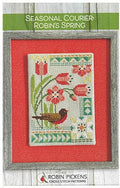 Robin Pickens "Robin's Spring Seasonal Courier", Counted Cross Stitch, Bird, Flowers, Chart, Pattern Only