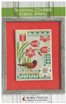Robin Pickens "Robin's Spring Seasonal Courier", Counted Cross Stitch, Bird, Flowers, Chart, Pattern Only