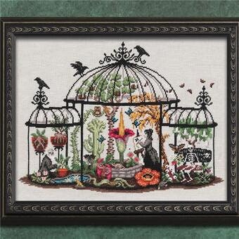 LOLA CROW "Greenhouse of Oddities" Counted Cross Stitch Pattern, Halloween, Witch, Chart, Pattern Only
