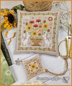 CROCETTE A GOGO "Summer Basket"  Counted Cross Stitch Pattern  2 Patterns  Cat  Sunflowers  Poppies  Pattern Only