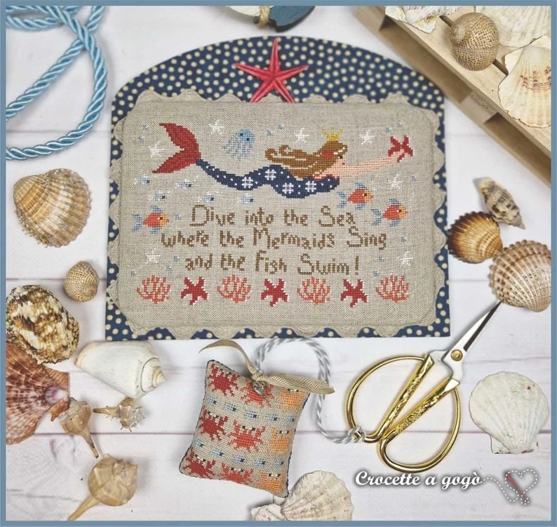 CROCETTE A GOGO "Queen of Mermaids"  Counted Cross Stitch Pattern  2 Patterns  Sea  Summer  Beach  Pattern Only