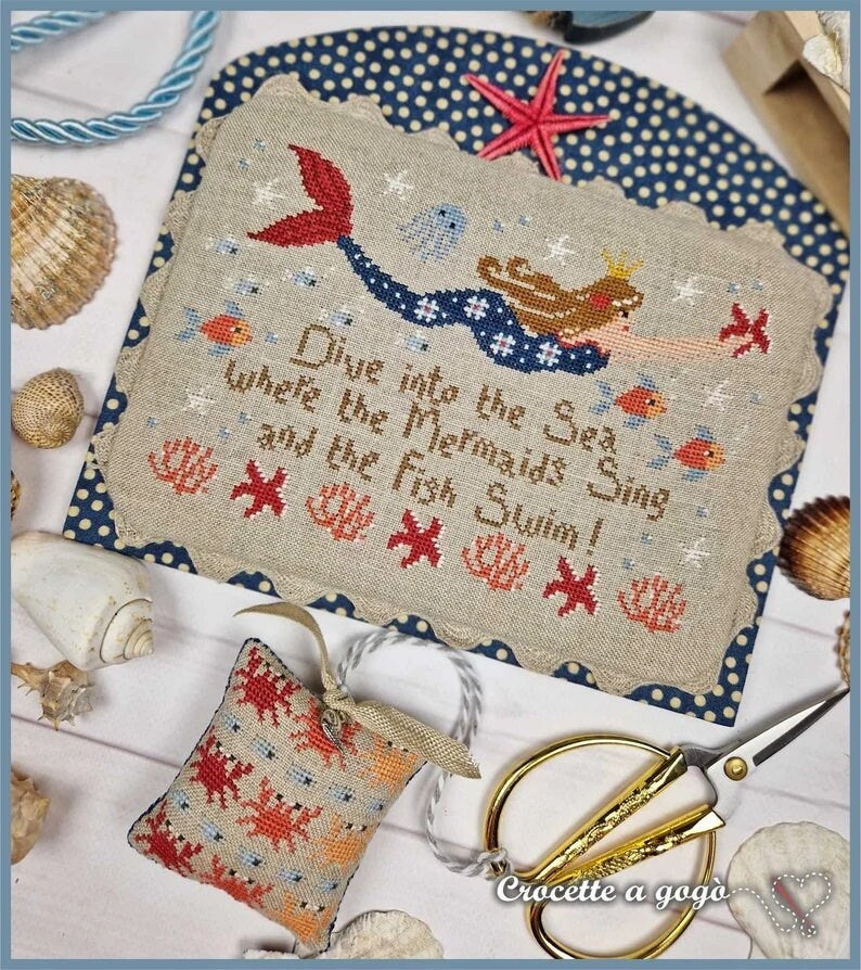 CROCETTE A GOGO "Queen of Mermaids"  Counted Cross Stitch Pattern  2 Patterns  Sea  Summer  Beach  Pattern Only