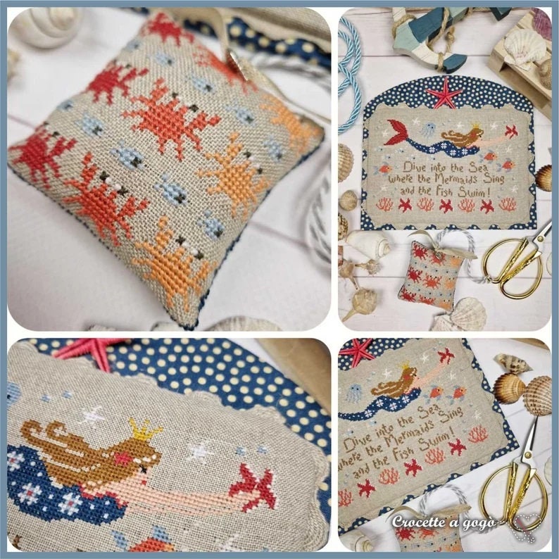 CROCETTE A GOGO "Queen of Mermaids"  Counted Cross Stitch Pattern  2 Patterns  Sea  Summer  Beach  Pattern Only
