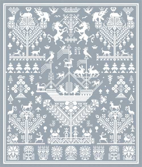 LONG DOG SAMPLERS "High & Dry"  Counted Cross Stitch Pattern  Sampler, Chart, Pattern Only
