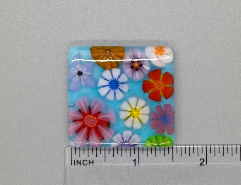BEAU VERRE ART "Floral Fused Glass Needle Minder"  Fused Glass  Magnetic  Beautiful Colors, Needleminder, One-of-a-Kind, Handcrafted 5335