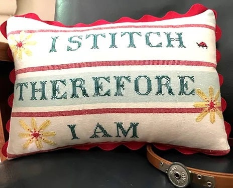 Running with Needles & Scissors "I Stitch Therefore I Am"  Counted Cross Stitch Pattern  Chart, Pattern Only