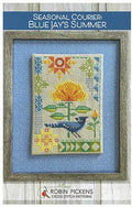 Robin Pickens "Blue Jay's Summer Seasonal Courier", Counted Cross Stitch, Bird, Flowers, Chart, Pattern Only