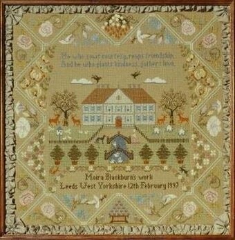 Moira Blackburn Traditional Sampler Chart "Bee Hive Sampler" Counted Cross Stitch Pattern, Chart, Sampler, Pattern Only