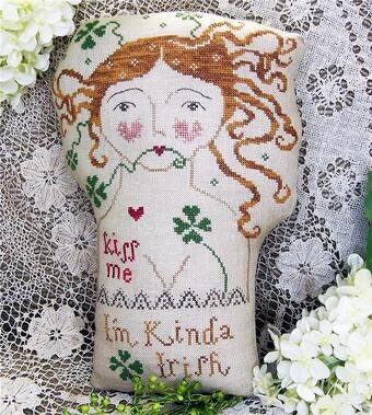MISS PRIM "Kiss Me Irish Girl" Counted Cross Stitch Pattern, Chart, Pattern Only