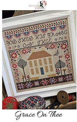 QUAINT ROSE NEEDLEARTS "Grace on Thee" Counted Cross Stitch Pattern, Summer, Sampler, Patriotic, Chart, Pattern Only
